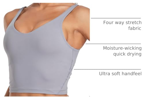Image of Oalka Sports Bra Womens Longline Padded Crop Yoga Tank Tops