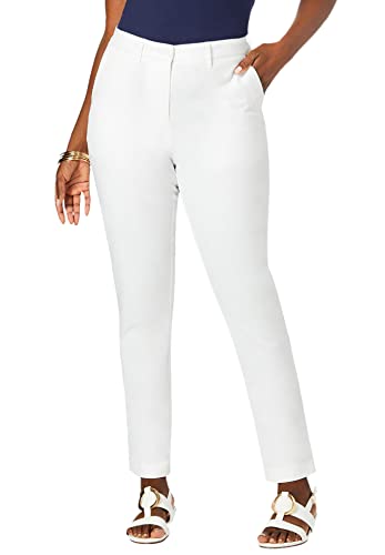 Jessica London Women's Plus Size Petite Stretch Cotton Chino Straight Leg Pant