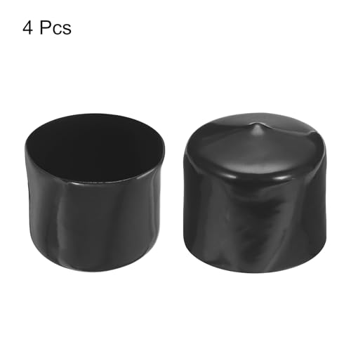 Image of uxcell 4pcs Rubber End Caps 47mm ID Vinyl Round End Cap Cover Screw Thread Protectors Black, 40mm Height