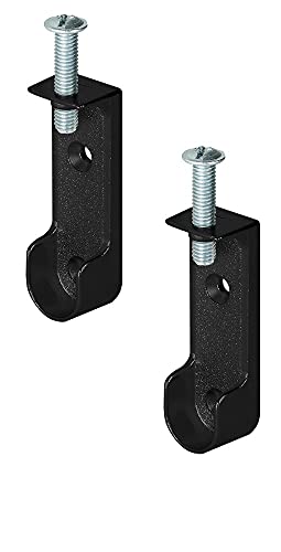 Gedotec Lot de 2 supports ovales en métal pour tringle de placard et porte-manteau - Noir - Fabriqué en Allemagne - Avec vis M6 x 28 mm