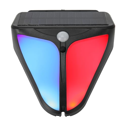 Solar Warning Light, 4 Working Modes 129db Alarm Sound, Solar Strobe Light IP65 for Yard Orchard Railings