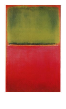 Peinture à l'huile abstraite Green Red on Orange de Mark Rothko tableau moderne 12x16