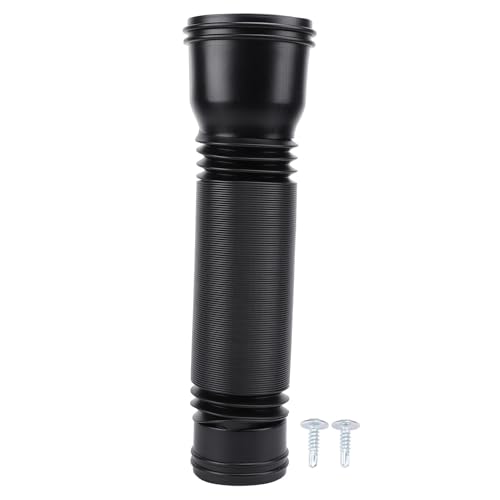Pissente Rain Gutter Downspout Extension, Downpipe Extension Flexible Drain Extender 20-59In Adjustable Length Pe Material, Guttering with Splash Block for Outdoor Villa Round Downpipe (Black)