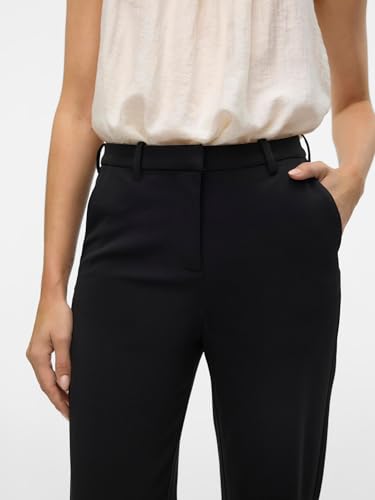 VERO MODA Legere Stoffhose Elegante Damen Stretch Culotte Gerade Business Pants, Farben:Schwarz-2, Größe:XL / 34L, Z-Länge:L34