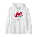 [ACHVAC] カーネーションの花束 パーカー メンズ 秋服 長袖 綿100% スウェット ゆったり カジュアル フード付 快適 トップス 部屋着 ルームウェア スウェットシャツ M