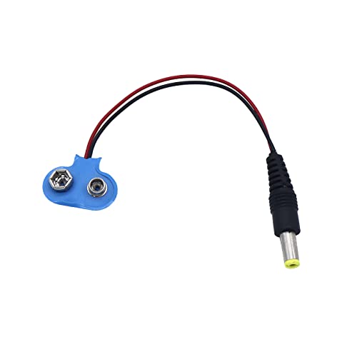 Image of Electronic Spices 9v Battery Clip Connector With 5.5mm Pin Jack Pack of 5pcs