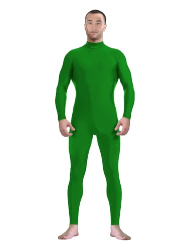 Aniler Mens and Womens Spandex Headless and Without Gloves Socks Zentai Costume Bodysuit Stretchy Cosplay Unitard Body Suit (Large Green)
