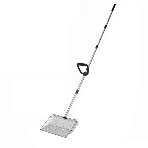 Image of 15 inch Large chicken scooper sifting shovel adjustable long handle Metal Poop Scoop for sand