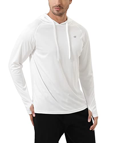 Yundobop Men's UPF 50+ Rash Guard Swim Shirt Long Sleeve Athletic Hoodies Lightweight Fishing Running Thumbholes Shirt