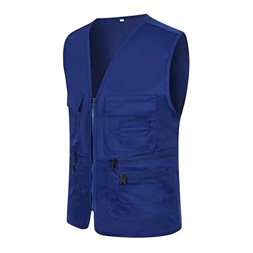 Men's Casual Outdoor Work Fishing Travel Photo Cargo Vest Jacket Multi Pockets All Weather Outerwear