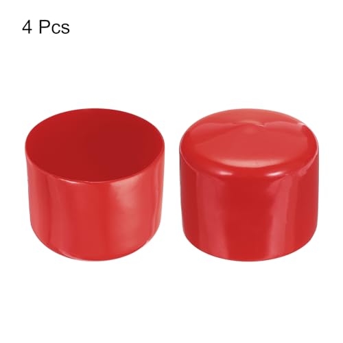 Image of uxcell 4pcs Rubber End Caps 56mm ID Vinyl Round End Cap Cover Screw Thread Protectors Red, 40mm Height
