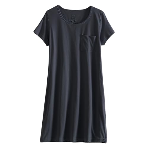 PNAEONG Women's Cotton Nightgown Sleepwear Short Sleeves Shirt Casual Print Sleepdress