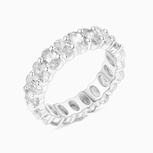 Colorful Oval Moissanite Eternity Band in 14K Gold, Rainbow Wedding Ring for Women, Gift for Engagement, Size 6-9