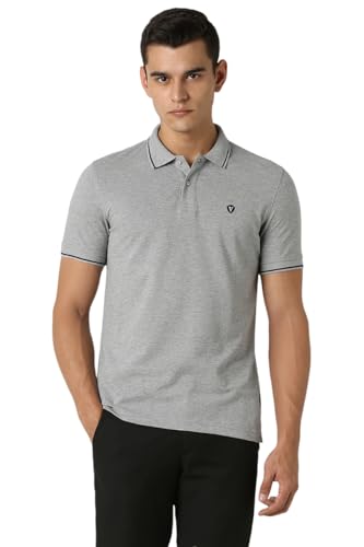 Van Heusen Men’s Regular Fit Polo T-Shirt (VSKP517S011407_Grey Mélange S)