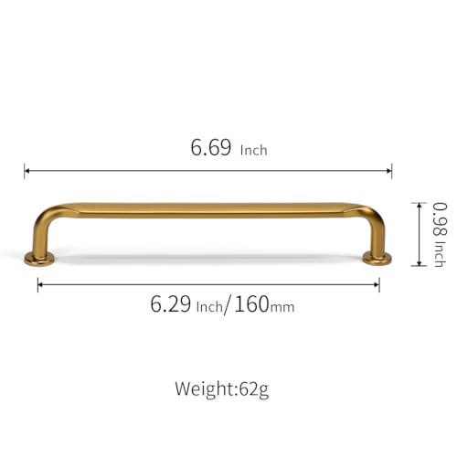 Image of YAGU 6 Pack Top Champagne Bronze Kitchen Cabinet pulls 6.3 Inch(160mm) Hole Center Solid Honey Bronze Dresser Drawer Handles Dark Gold Furniture Hardware for Cupboard Wardrobe Closet Vanity