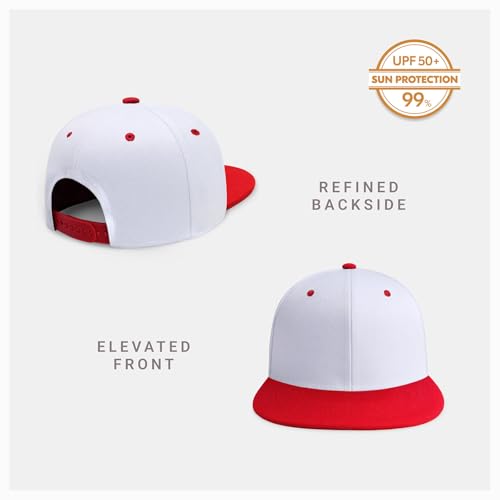 Image of CHOK.LIDS Flat Bill Visor Classic Snapback Hat Blank Adjustable Brim High Top End Trendy Color Style Plain Tone Baseball Cap