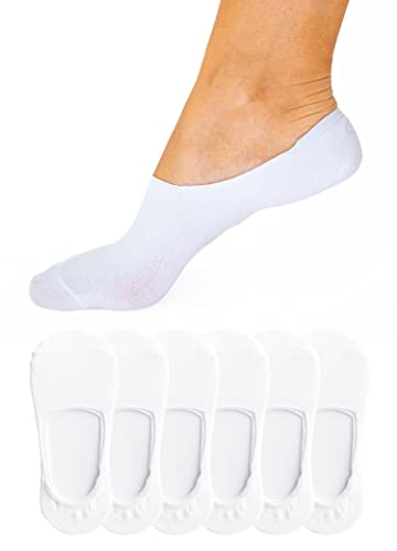 The Good Store No Show Invisible Socks | 6 Pairs | White | Low Cut Non-Slip Fit | Soft & Breathable Socks for Men & Women