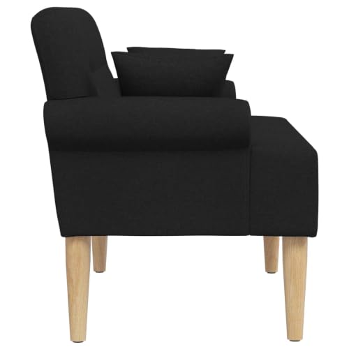 Sofá de dos plazas minimalista en madera y tela negra con capitoné moderno 5