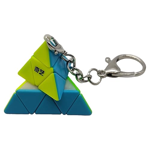 Image of Hawkister QiYi Mini Pyraminx Keychain Cube Stickerless 4.5CM Keyring Magic Cube Puzzle