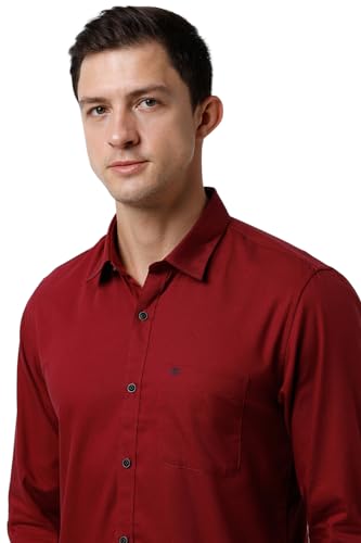 Peter England Men Maroon Slim Fit Casual Shirt - Image 6