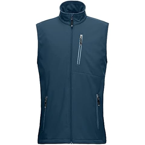 33,000ft Men's Lightweight Softshell Gilet, Windproof Warm Outerwear Vest Reflective Sleeveless Jacket for Cycling Running Hiking Golf Work Midnight Blue L Cover
