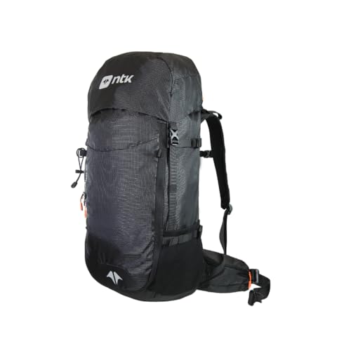 NTK, Mochila Tahoe 60L em Ripstop com Capa de Chuva, Ajuste Peitoral e Barriga, Preto