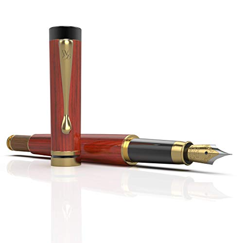 Wordsworth and Black\'s Calligraphy Pen - Luxury Wooden Bamboo Fountain Pen - Refillable Ink Converter-Smooth Ink Flow For Precision Writing, Journaling, Drawing (Rosewood, Display Case [Medium Nib]) - Thumbnail 4