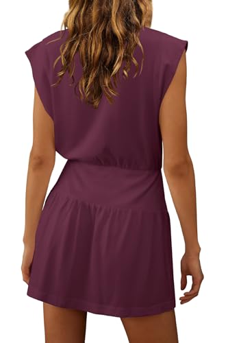 Image of LAMISSCHE Womens Summer Dress Sleeveless Mini Dress Flowy Vacation Beach Dresses Casual V Neck Elastic Waist Sundresses