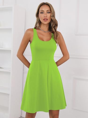 Image of Missufe Women's Sleeveless Racerback Flared Casual Plain Tank Dress