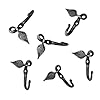 Living ideas hand forged metal leaf hook set of 6 pcs wrought iron handmade rustic hook for plant mug blacksmith farmhouse decor coat hook rack antique finish heavy duty kitchen towel hooks  urban country home decor