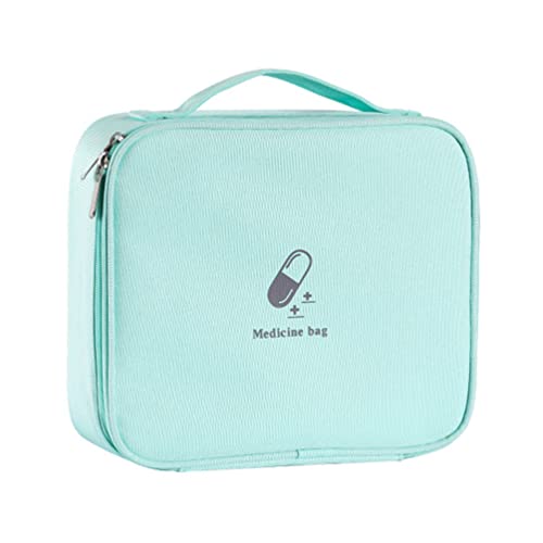 Image of COHEALI Portable Medicine Organizer - Oxford Cloth Pill Case Carrier for Home, Car, Camping, Office, Hiking (10.2x9x3.9in) Blue