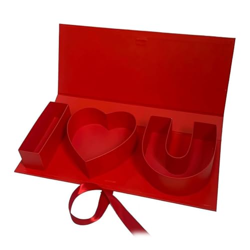 Caja de regalo en forma de corazón con texto en inglés 'I Love You', embalaje vacío de cartón rellenable con flores y chocolate, buzón rojo para el día de San Valentín, aniversario, boda