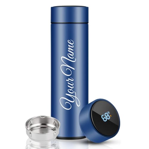 Image of CORPORATE PORIUM Your Name Printed Stainless Steel Bottle | Vacuum Insulated Bottle with Tea Filter | 500 ML | Easy to Carry | Leakproof Bottles Personalized Gift Flask | Permanent Print