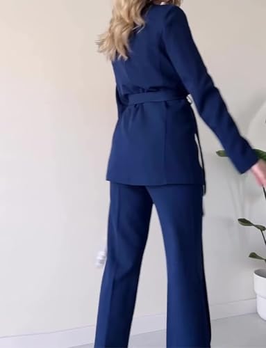 Women's Two Piece Suit Sets Dressy Business Casual Outfits Shawl Lapel Jacket Pants Work Office2