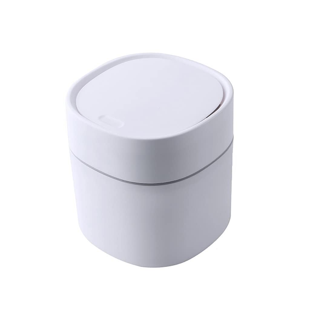 Mülleimer, Mini-Tisch-Mülleimer mit Deckel, 2 l, Tisch-Papierkorb, Mülleimer für Küche, Büro, Wohnzimmer, Couchtisch, Frisiertisch, Küchen-Mülleimer (blau) (eine Farbe: weiß)