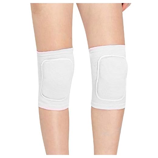Kids Volleyball Kneepad Soft with Sponge 1 Pair, Knee Sleeve for Adult Youth Pole Dance Cycling Soccer Roller Skating-Elbow Support Work Gym Yoga Golf Leg Protector Auto Mechanic-Black(White, M)