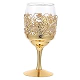 TOGEVAL Copa de Licor Vintage Metálica Dorada con Estilo Europeo Copa Alta para Bebidas Alcohólicas Casa Taza de Licor Retro para Fiestas y Regalos