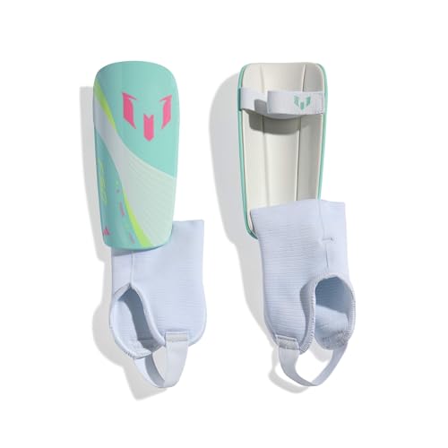 adidas Unisex-Kids Messi Shinguard Match White/Flash Aqua/Halo Mint Small