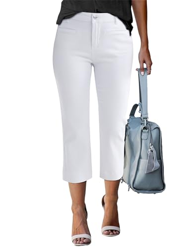 luvamia Capri Jeans for Women High Waisted Slim Straight Stretchy Denim Capris Pants Welt Pockets Casual Cropped Jeans