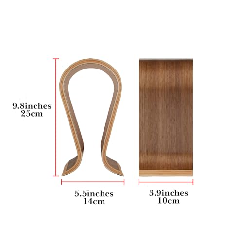 Linkidea Holz-Omega-Kopfhörerständer/Holz-Kopfhörer-Aufhänger/Holz-Headset-Halter/Omega-Kopfhörer-Schreibtisch-Display-Aufhänger – Holz-Headsets mit Walnuss-Finish
