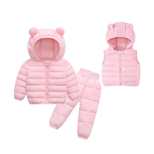 Conjunto de ropa de invierno para niñas y niños con chaleco y manga larga de 3 piezas