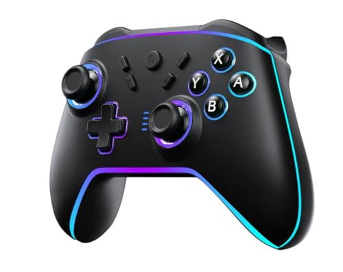 Trosvan Mando para Switch, Mando Inalámbrico para Switch/Switch Lite/Switch OLED, Mando RGB Pro PC Controller con Turbo/Led RGB/Programable/Vibración