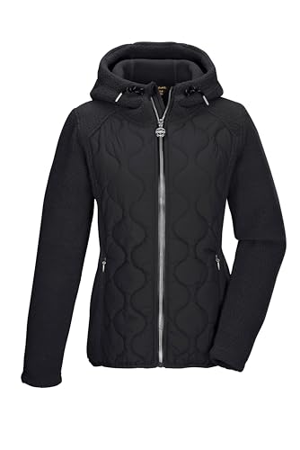 killtec Mujer Chaqueta polar/chaqueta híbrida con capucha KSW 108 WMN FLC JCKT, schwarz, 42, 43613-000