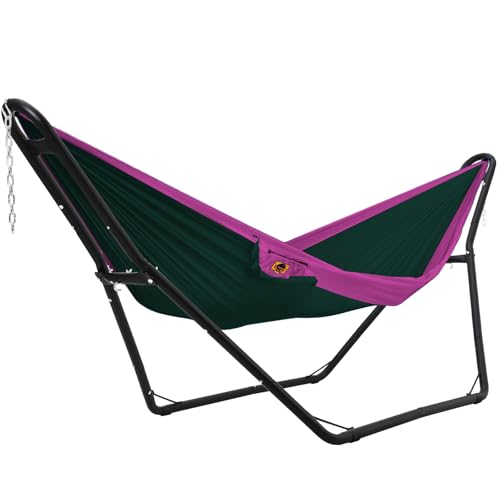 KOKEBREN Hängemattenständer, Stahl-Hängemattengestell, strapazierfähig, 250 kg Kapazität, für 2 Personen, passend für Hängematten von 2,4 bis 4,6 m, tragbares Hängemattengestell, verstellbar