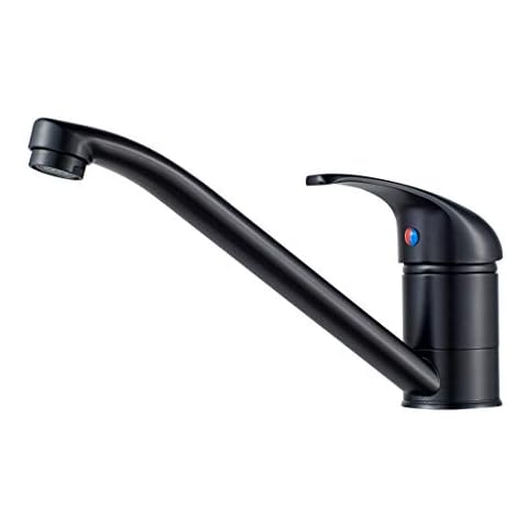 Luckyhome Black Kitchen Sink Mixer tap,360°Traditional Single Lever Swivel Spout Chrome Brass Kitchen Faucets Cover