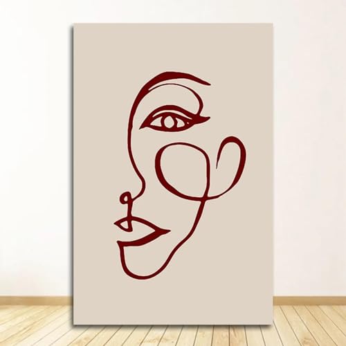 Art décoratif photos 60x90cm de visage minimaliste et affiche pour salon - 3