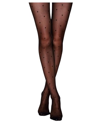 MakeMeChic Women's Heart Pattern Tights Pantyhose Elastic Mesh Sheer Leggings Stockings