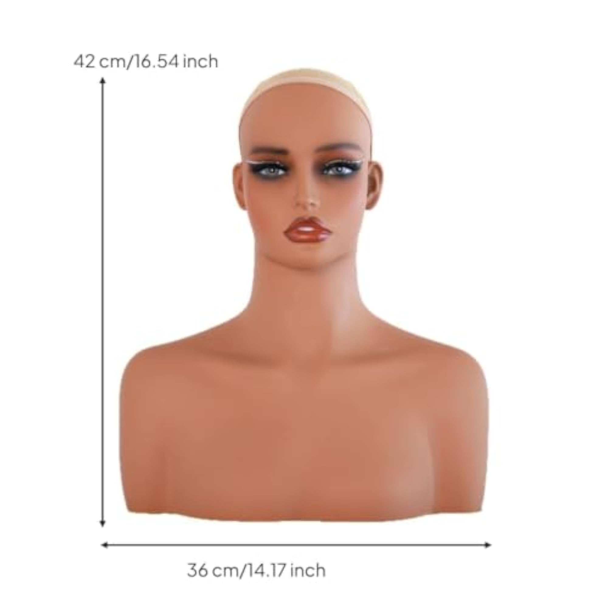 Smooth Mannequin Head with Shoulders for Jewelry Display, Professional