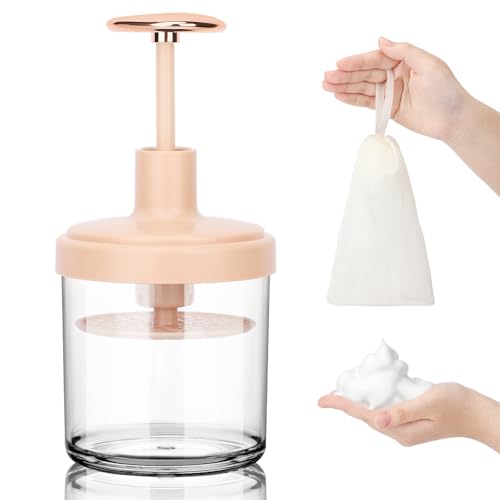 Segbeauty 洗顔泡立て器&泡立てネット 2個セット 大容量340ml 4層構造 濃密泡 洗顔用 固形石鹸 洗顔フォーム ポータブル もちふわ泡立て器 洗顔ネット スキンケア 毛穴ケア 保湿 敏感肌対応 旅行用 持ち運び便利 簡単泡立て 洗顔料 シャ