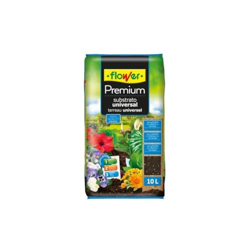 Flower - Sustrato Universal Premium 10 L | Tierra para Plantas Interior y Exterior | con Perlita y Fibra de Coco | Óptimo Drenaje, Enraizado y Aireación